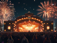 跨年晚会，璀璨之夜，共赴未来，之夜，跨年晚会的盛大庆典，迎接未来的